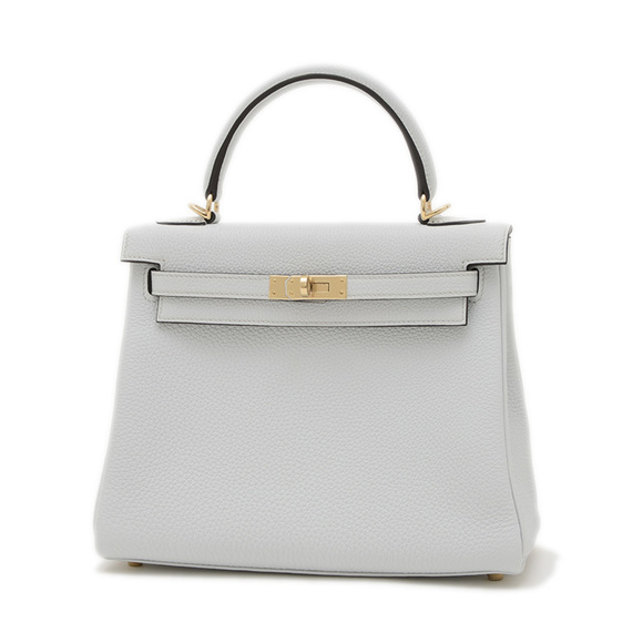 Hermes Kelly 25 handbag Togo Platinum Permabrass hardware W stamp - Picture 1 of 7